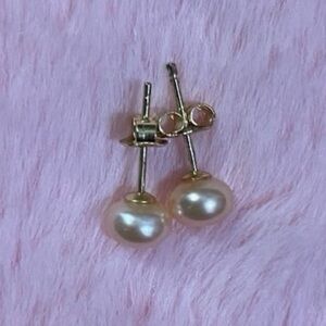 6-7mm 14K Yellow Gold plated Natural Pink South Sea Pearl Stud
